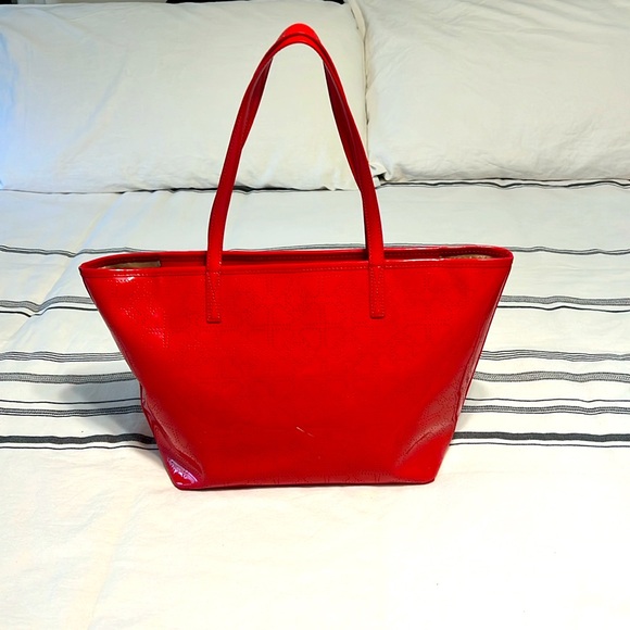 Kate Spade Red Patent Logo Perforated Tote - Picture 3 of 14